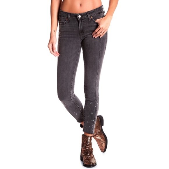 Levis 711 Raw Hem Seamed Skinny Jeans Black Bleach - Picture 1 of 16